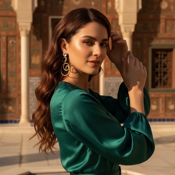 🆕️Exquisite Turkish Artisanal 18K Gold Silver Plated Spiral Statement Earrings - Picture 10 of 13